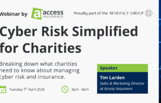 Webinar for Access Insurance: Cyber Risk Simplified for Charities, April 7, 3-4pm. Speaker: Tim Larden.