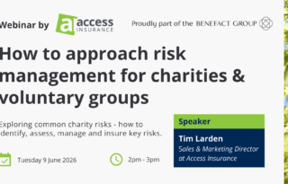 Webinar about risk management for charities & voluntary groups on Tuesday, June 9, 2026.